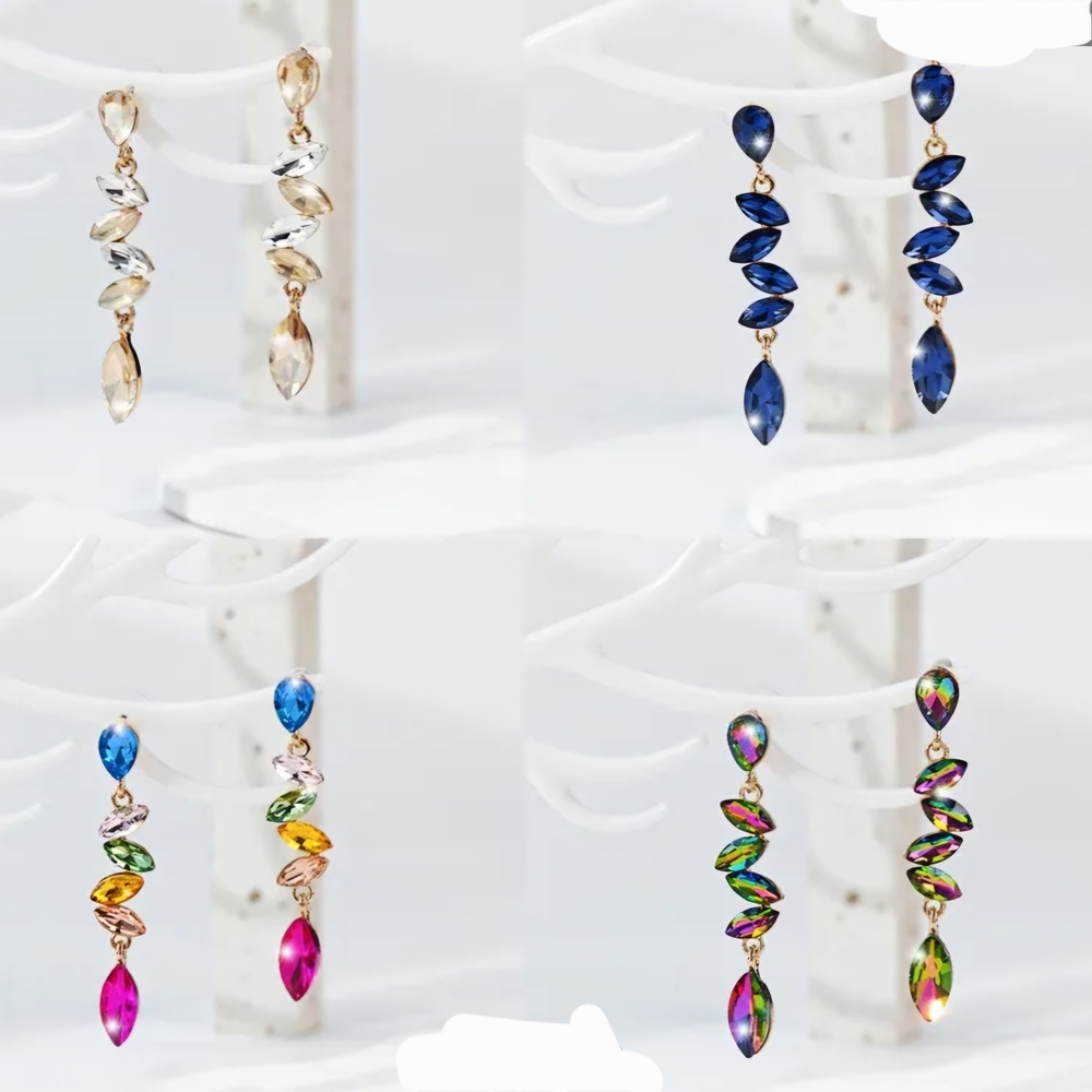 Iridescent Multicolor Drop Dangle Earrings - Picture 8 of 10